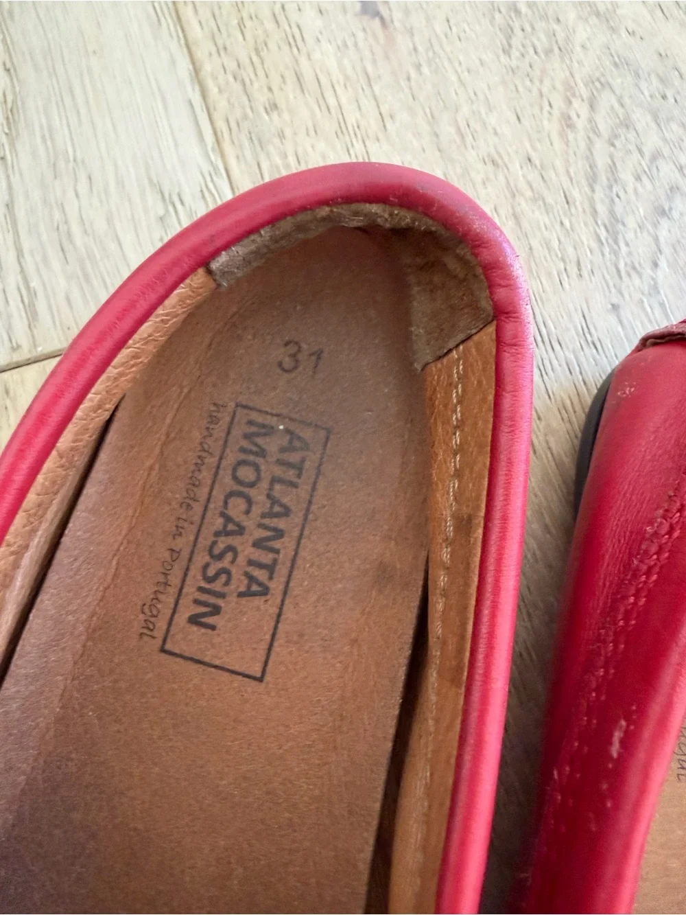 Atlanta Mocassin Red Leather Penny Loafers Boys/Girls Size 31